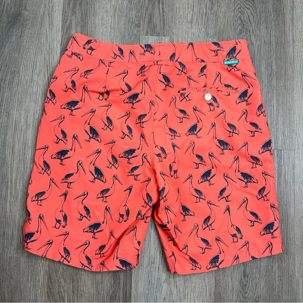 Bonobos Swim Trunks Board‎ Shorts Mens Size 31 Pelicans Coral Blue 9” Inseam